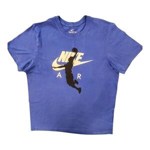 Nike Air Shirt Men Medium Blue Crew Neck Pullover Basketball Jumpman Logo Swoosh